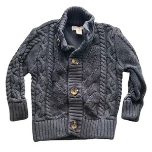 Cat & Jack Charcoal Gray Knit Sweater Boys 18 Month Knit Cozy Winter Fall Button
